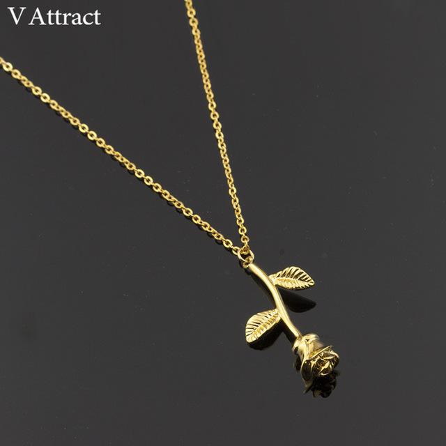 Gold and Silver Rose Necklaces